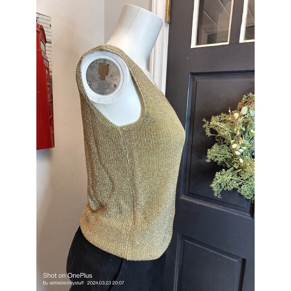Suzelle Gold Mesh Tank Top  Small - Picture 2 of 16